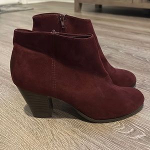 Burgundy (faux) suede booties